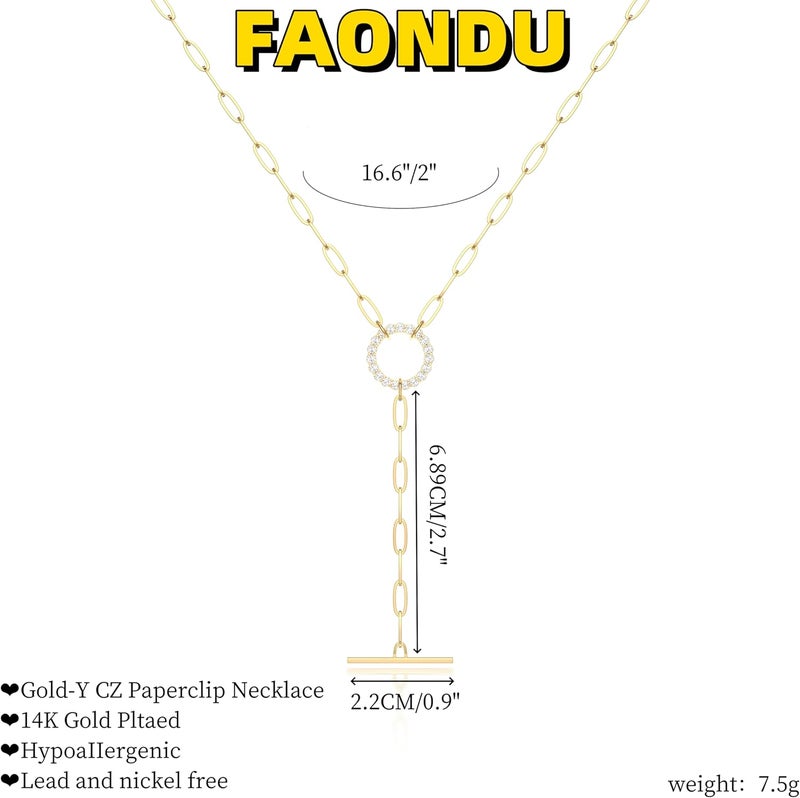 FAONDU Store Lariat Long Necklace for Women Trendy Layered Y Necklace Dainty Pendant Drop Dangle Necklace Y-Shaped Necklace Simple CZ Necklace for Women Jewelry - Image 4